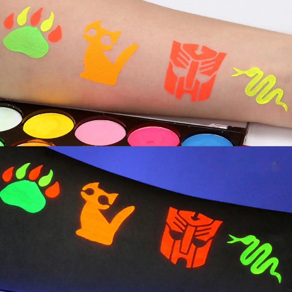 Safe Face Painting Kit Face Painting Kit High Pigmented Water Based Face Body Painting Kit 15 Color Eyeshadow Palette for Glow 240626