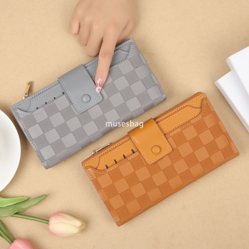 Fashionable women's designer high-end handbag wallet long Korean version with contrasting color patchwork zipper tassels practical high-capacity 