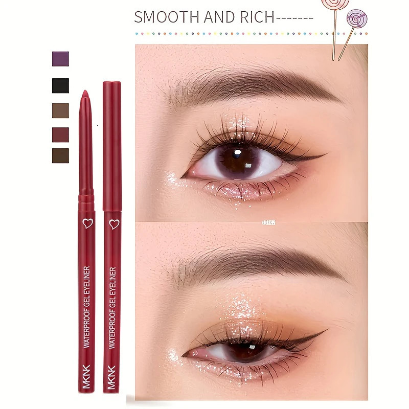 5 Colors Smooth Gel Eyeliner Waterproof Long-lasting Non-Smudging Eyeliner Eyebrow Pencil Silkworm Pen Black Brown Eyeliner Pen 240626