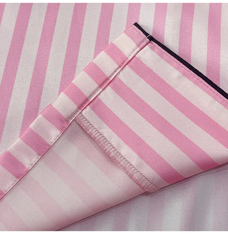 Womens Summer Pajama Set Pink Stripe Ice Silk Pajamas Womens Home Set Pajama Set Wholesale 240617