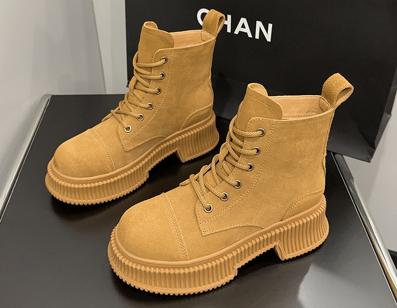 Sister Xuan Yi With The Big Yellow Boots British Style Retro Ankle Desert Tooling Leather Within Increase Martin Women Ddmysaturn