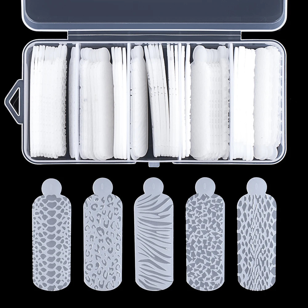 60pcs Dual Form French Forms Silicone Pad Quickly French Line Guides Nail Mold Duet System for Poly Nail Gel Reusable Type 240625