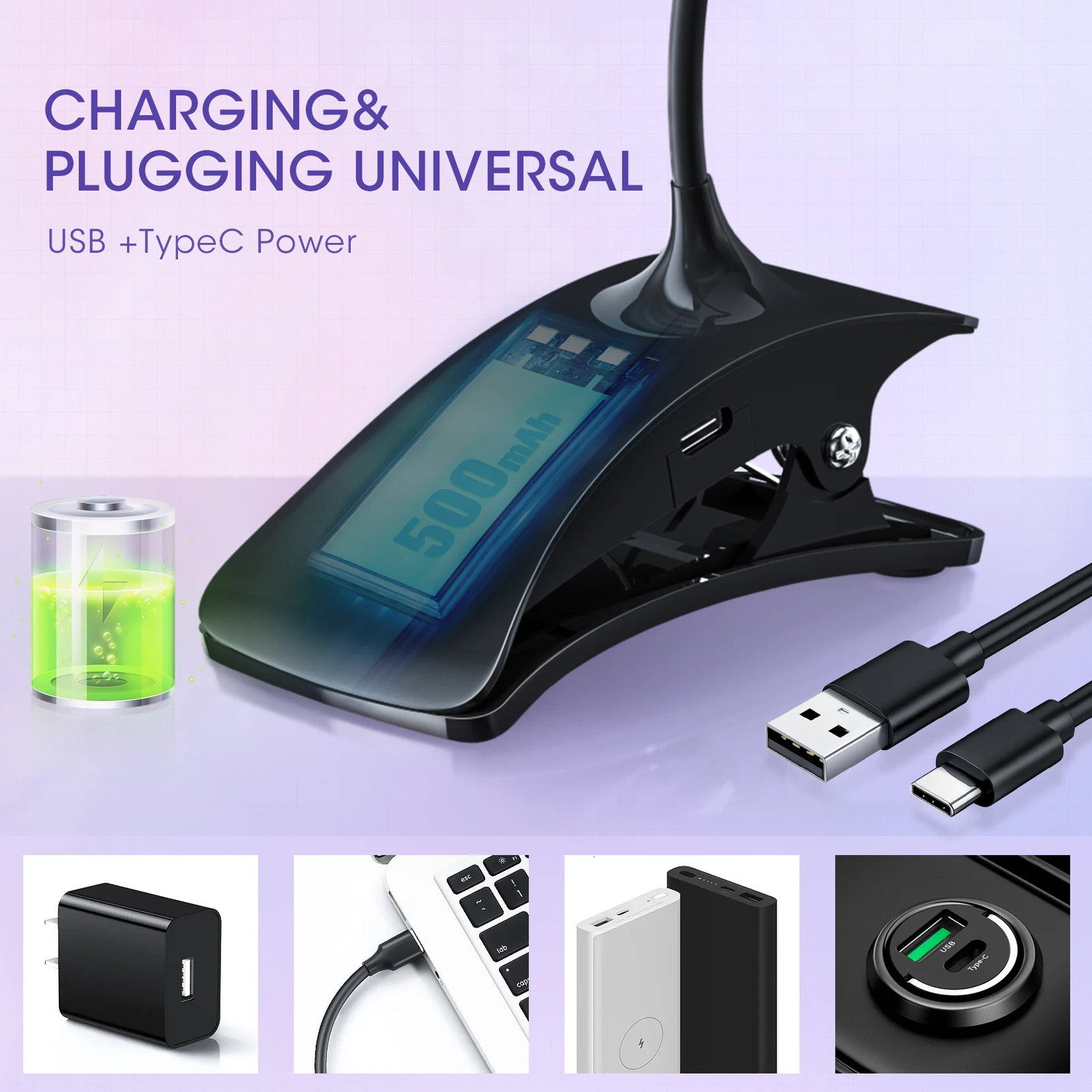 Rechargeable UV Nail Lights Dryer Led Lamp 3 Gears Timing Adjust Flexible Mini Clip-On Desk Nail DIY Manicure Tools 240625