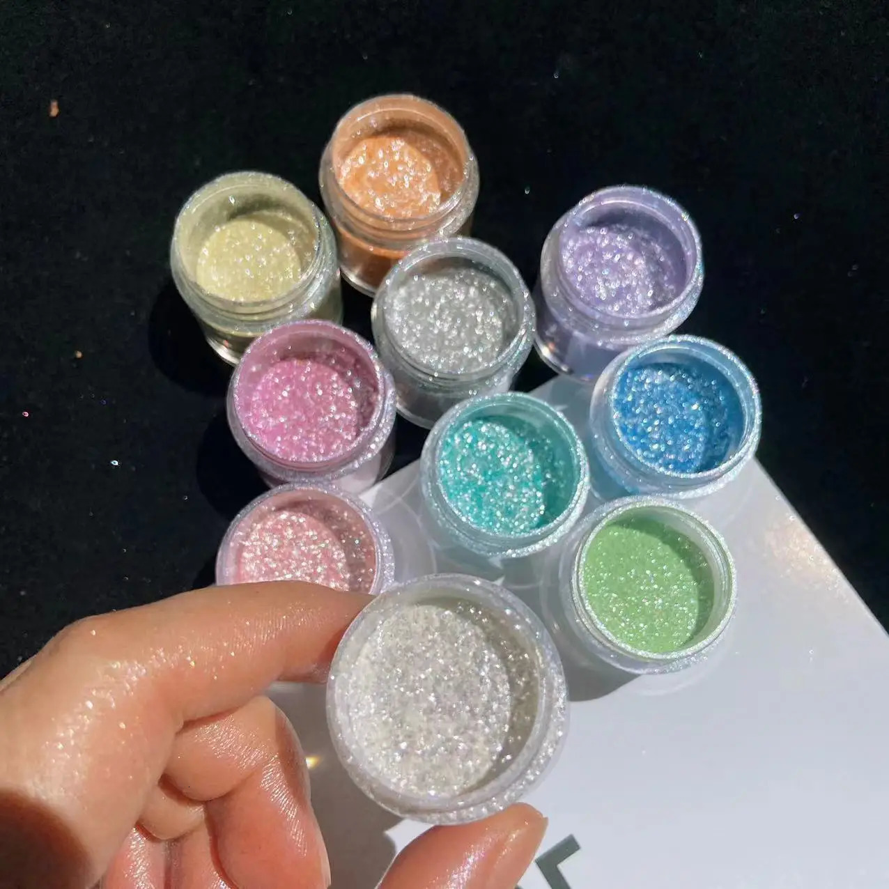 10Colors Sparkly Nail Glitter Powder Rainbow Crystal Diamond Pigment Dust Holographic DIY Manicure Chrome Nails Art Decoration 240625