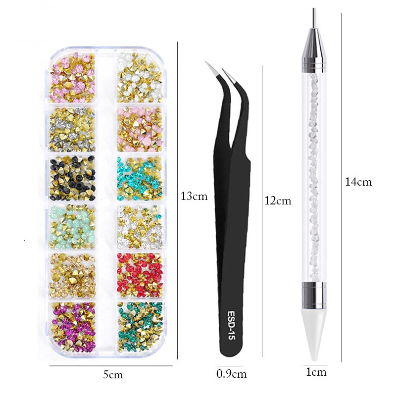 3-piece/set nail art Accesorios multi size Rhinestone 3D crystal DIY decoration glitter crystal rivet gemstone 3D nail products 240625