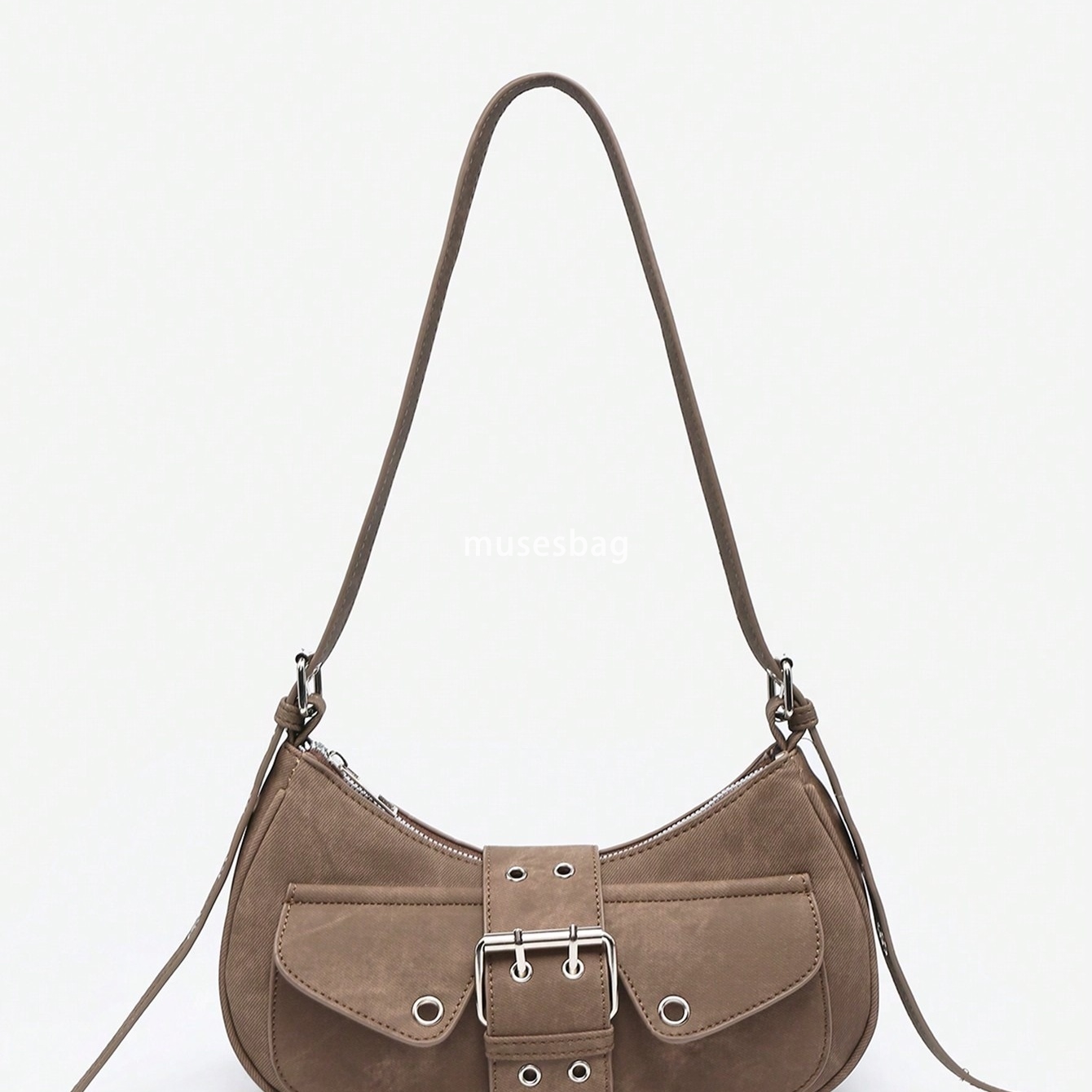 Women's retro motorcycle punk Maillard style multiple bag openings decorated with artificial oil wax explosive leather shoulder bag underarm bag
