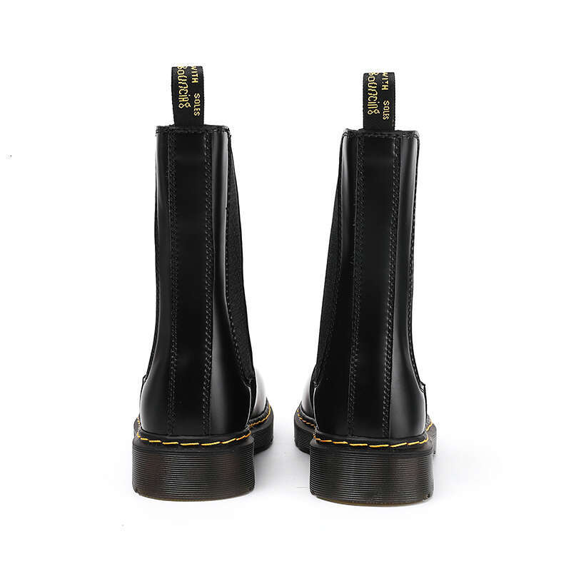 Quality Fashion for Couple High Top Cowhide Flat Bottom Black Comfort For Men and Women Martin Boots