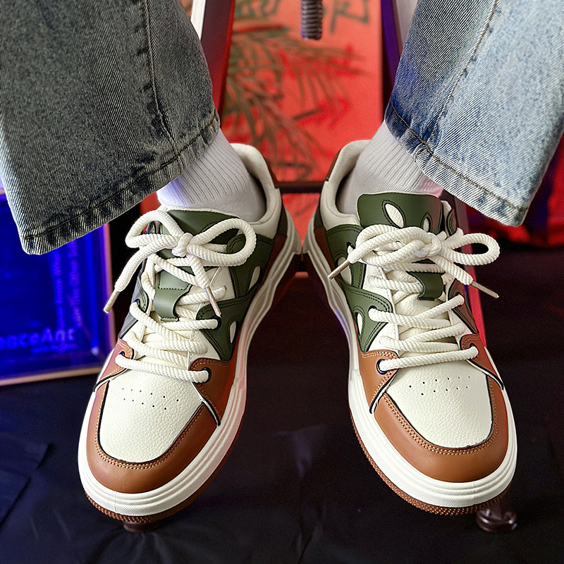 New skateboarding shoes thick bottom shoes breathable spring and summer bread shoes men's casual shoes dissolving board shoes 232