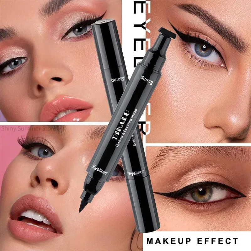 Black Double-ended Quick-drying Triangle Star Seal Eyeliner Pen Waterproof Lasting Non-smudge Liquid Eye Liner Pencil Cosmetic 240625