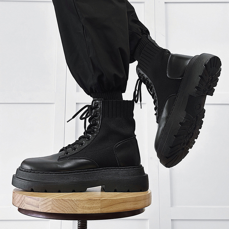 Martin boots British style tide boots thick bottom 2024 spring and fall new men's boots fly weaving boots men's Martin boots 223
