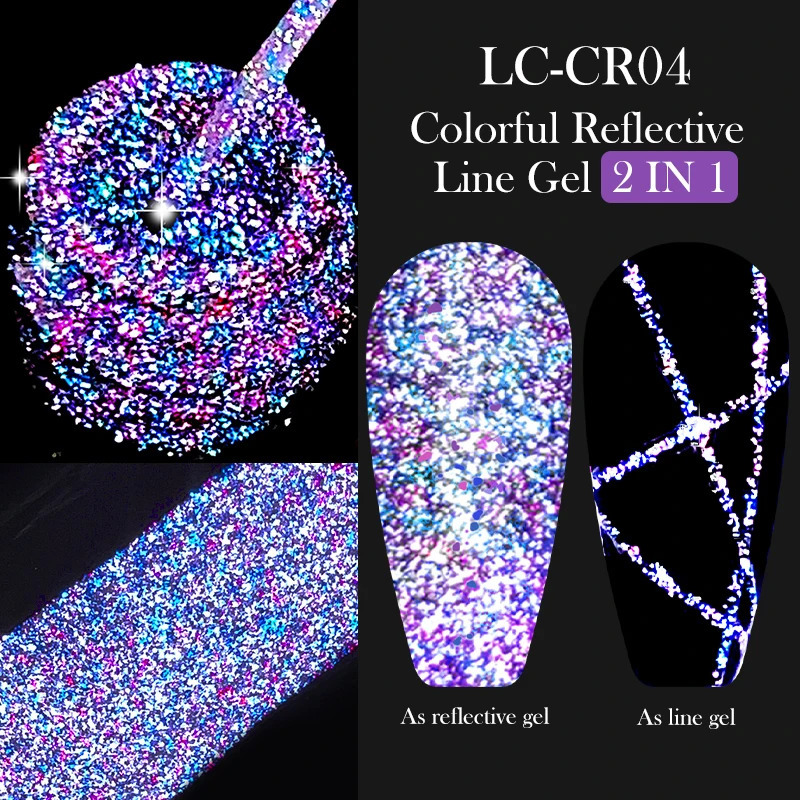 LILYCUTE 5ml Reflective Glitter Liner Gel Nail Polish Superflash Colorful Sparkling Graffiti Painting Stripe Pull Line Nail Gel 240625