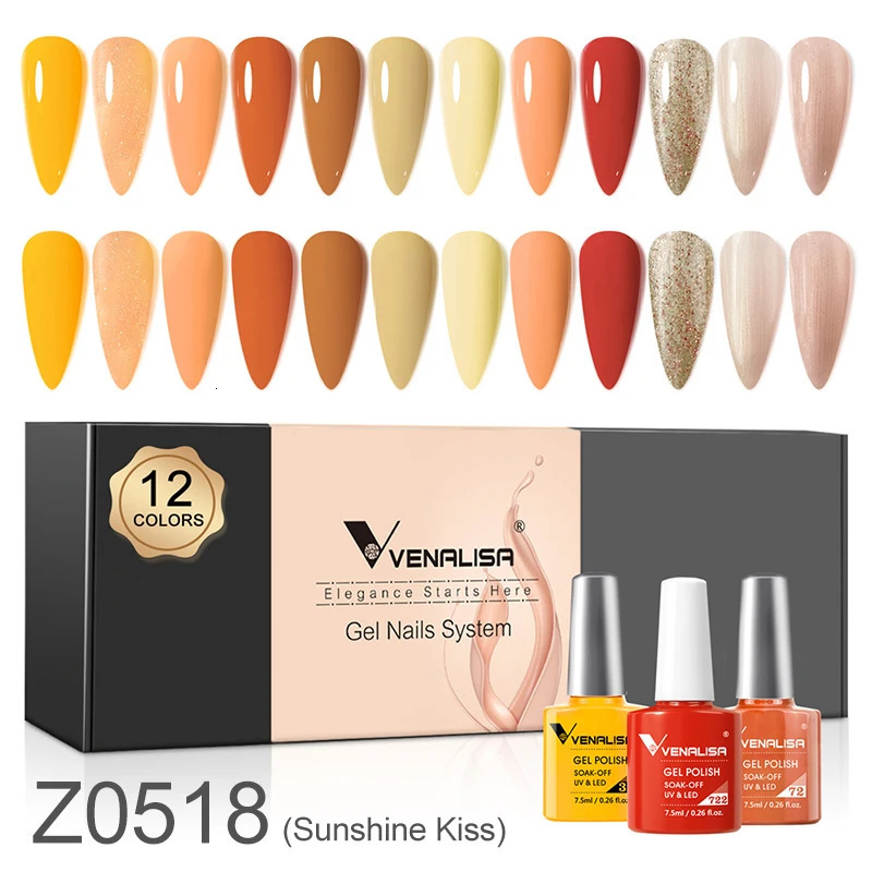 Venalisa Earth Brown Autumn Color Collection Nail gel Polishing UV LED gel Varnish Full Coverage Gorgeous gel Nail Enhancement Process 240625