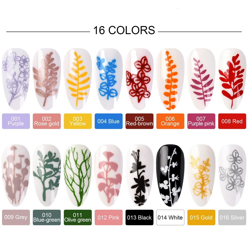 10 nail punching gel polishing set for nail punching plate template 8ml UV LED Soak Off gel printing process tool printing gel 240625