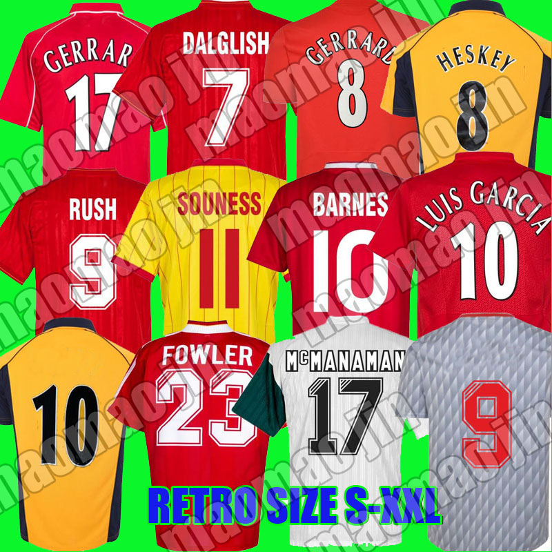 DALGLISH Retro Soccer Jerseys Gerrard 05 Smicer Alonso 93 95 96 97 98 FOWLER TORRES 82 89 91 Maillot 85 86 Kuyt Keane 06 07 08 09 SUAREZ Long sleeves