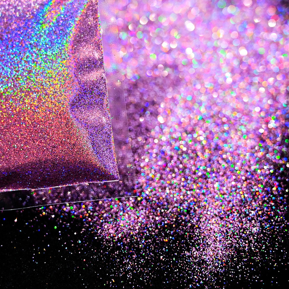 10g/5g Laser Holographic Rainbow Nail Glitter 0.2mm Ultra Fine Sparkly Nail Powder Rub Dust Glitter Chrome Pigment 240625