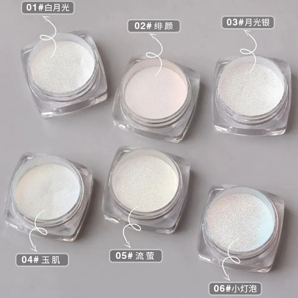 1Box Moonlight Pearl Nail Powder Aurora Shimmer Mirror White Chrome Pigment Holographic Rub Dust Gel Polish Manicure Decoration 240625