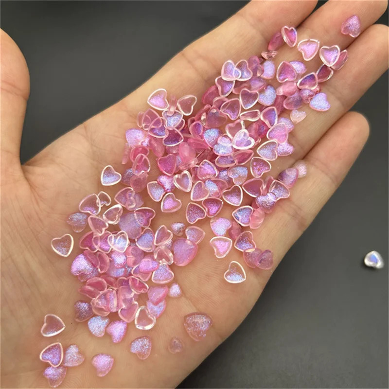 50 Kawaii accessories resin nail art charm cartoon heart-shaped nail decoration mixed size handmade Rhinestone jewelry DIY 240625