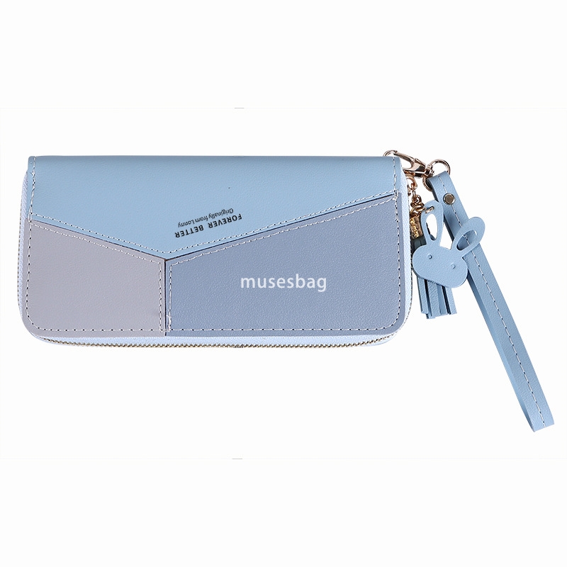 Fashionable Women's High Quality New Handheld Bag Wallet Long Korean Edition Contrast Colored Spliced Zipper Tassel Practical Large Capacity Wall