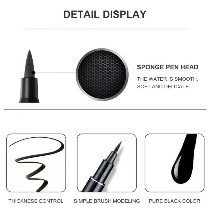 Women Eyeliner Liquid Pen Waterproof Long Lasting Quick Drying Smooth Makeup Beauty Matte Eyeliner Stamp Eye Pencil 240625
