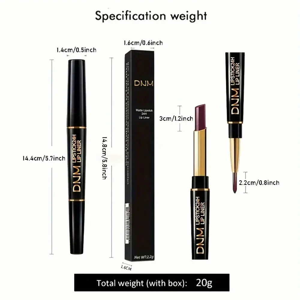 Double-ended Non-stick Cup Long Lasting Lipstick Lip Liner High Pigmented Waterproof Valentines Day Gifts 240625