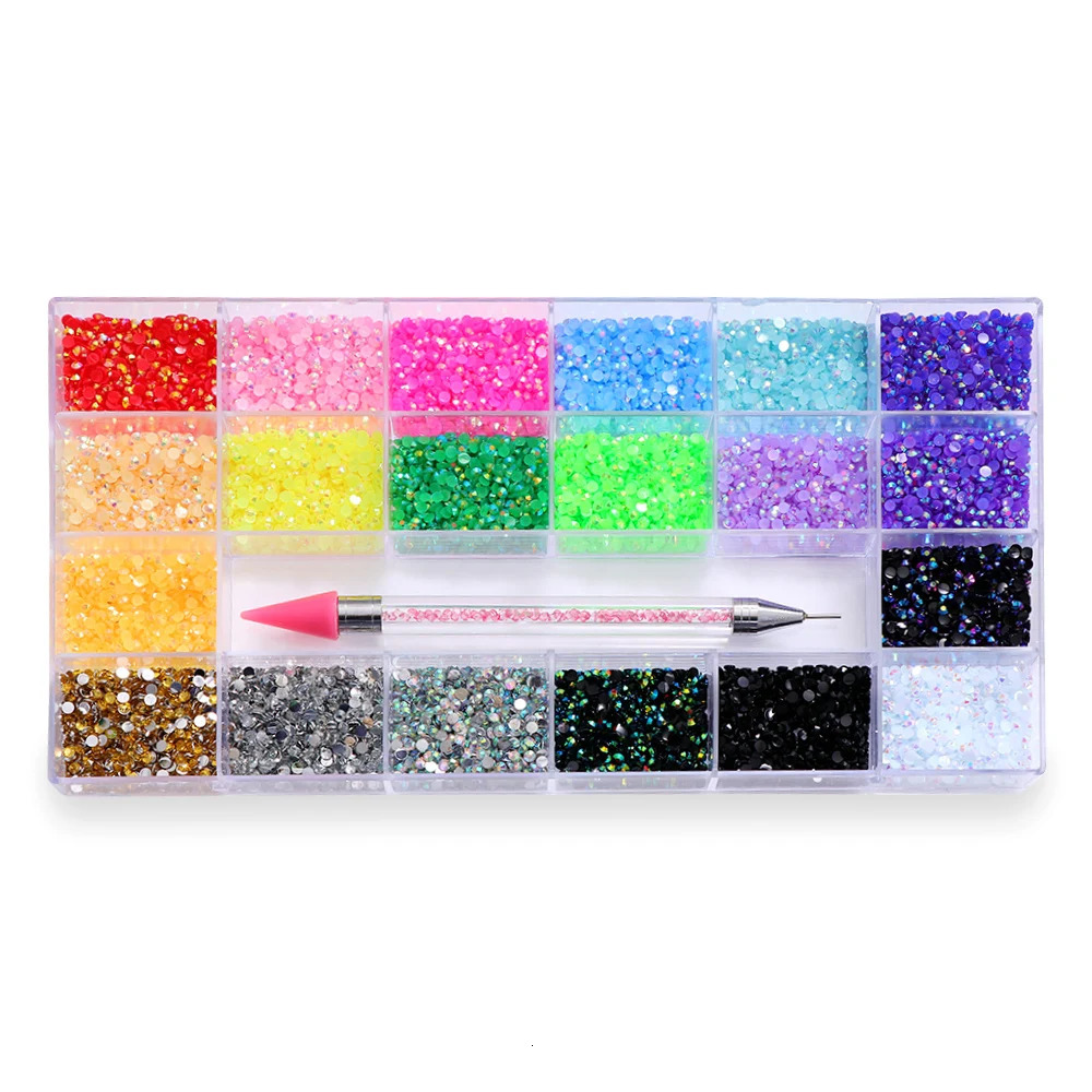 m transparent AB crystal water diamond set with circular resin flat color sparkling gemstone nail accessories DIY 3D nail art decoration 240625