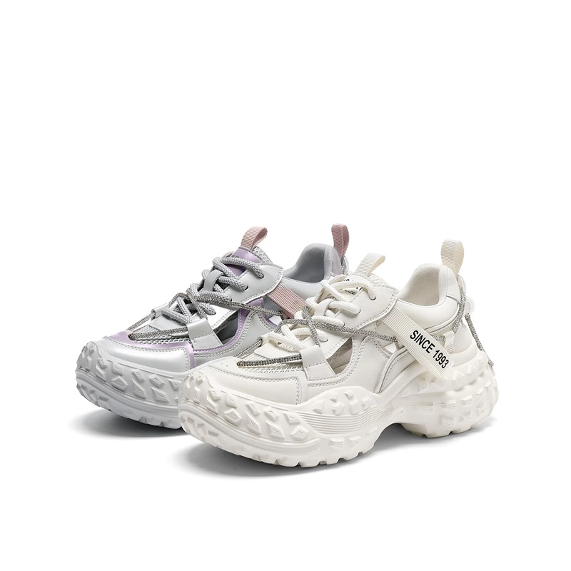 Star with the same European goods pops shoes female 2024 spring new casual sports thick bottom hollow hundred with height increase sandals 323