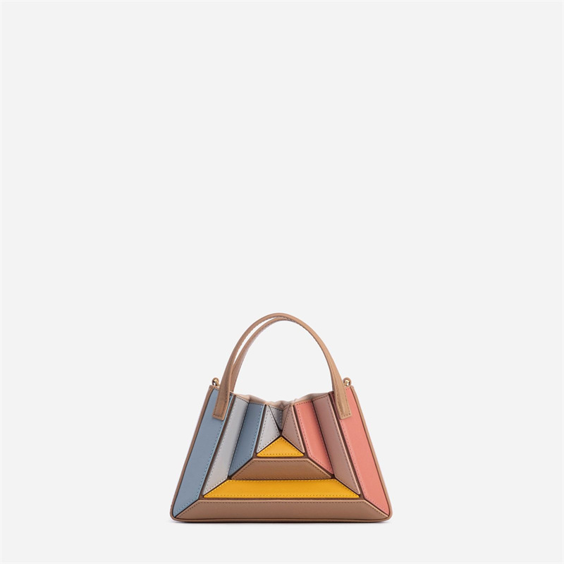 Street trend fashion shoulder bag simple and atmospheric with a tangram splicing color contrast silver bag fashionable and trendy mini bag women'