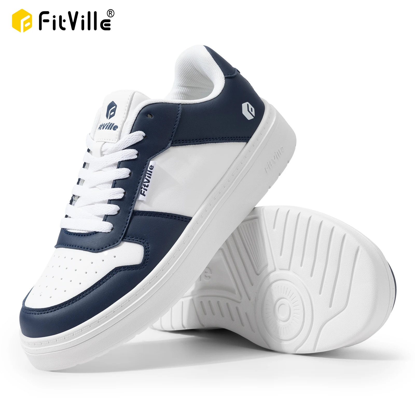 FitVille Wide Mens Flat Sneakers Casual Shoes Lightweight Breathable Walking for Swollen Feet Dayily Gym Vulcanized Shoes 240626