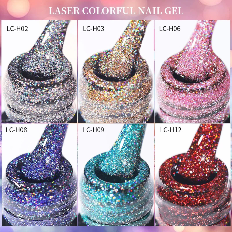 LILYCUTE 7ML Laser Gel Nail Polish Sparkling Glitter Gel Polish Semi anent Nail Art Manicure Soak Off LED UV Gel Varnishes 240625