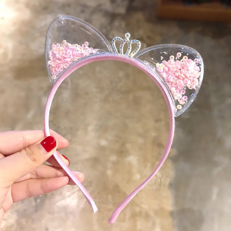 Girls Cute Shining Sequin Cat Ears Hairbands Sweet Ornament Headband Princess Gift Headwear Kids Fashion Hair Accessories 240625