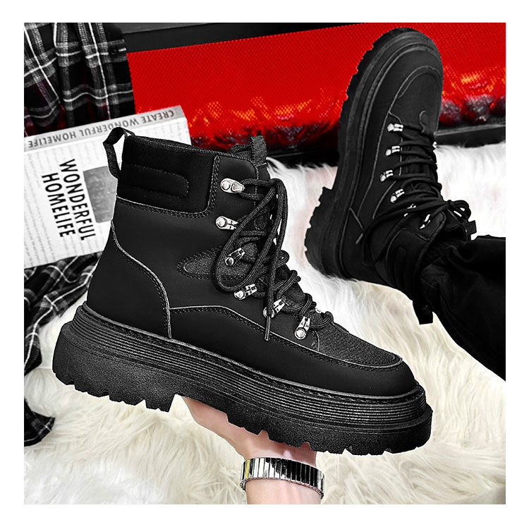 Martin boots British style leather boots thick bottom 2023 fall and winter new men's boots snow boots men 323