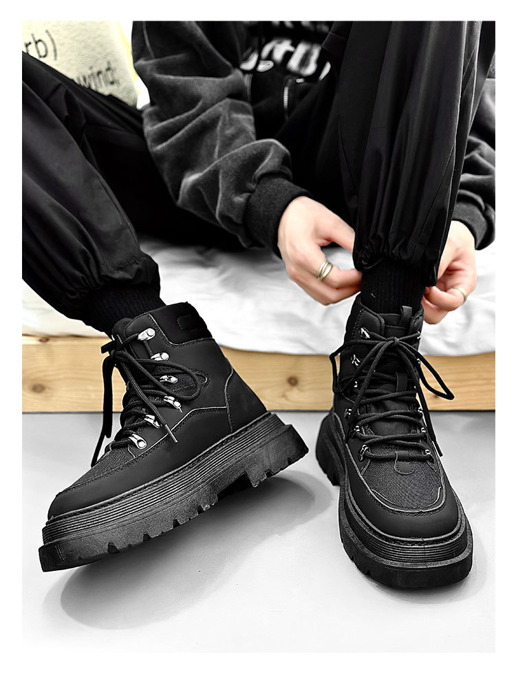 Martin boots British style leather boots thick bottom 2023 fall and winter new men's boots snow boots men 323