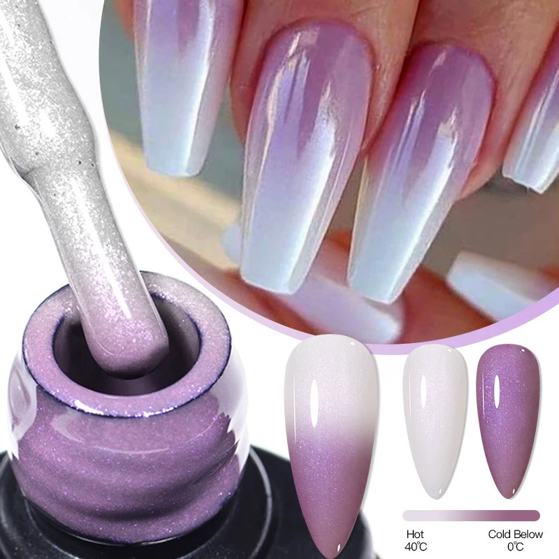 7ml aurora thermal gel nail polish purple naked flash temperature change semi anent nail art gel varnish 240625