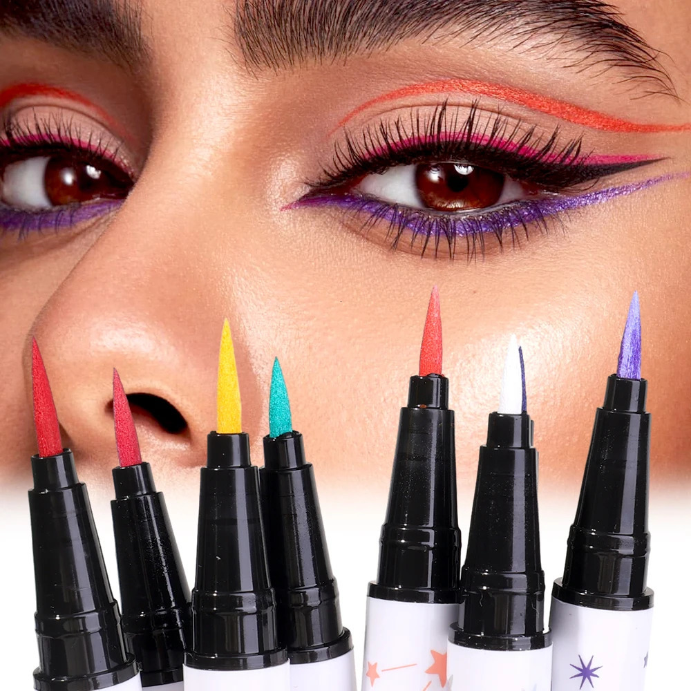 Long-Lasting Colorful White Liquid Eyeliner Pencil Waterproof Quick-Dry Black Red Purple Blue Eye Liner Korean Makeup Cosmetic 240625