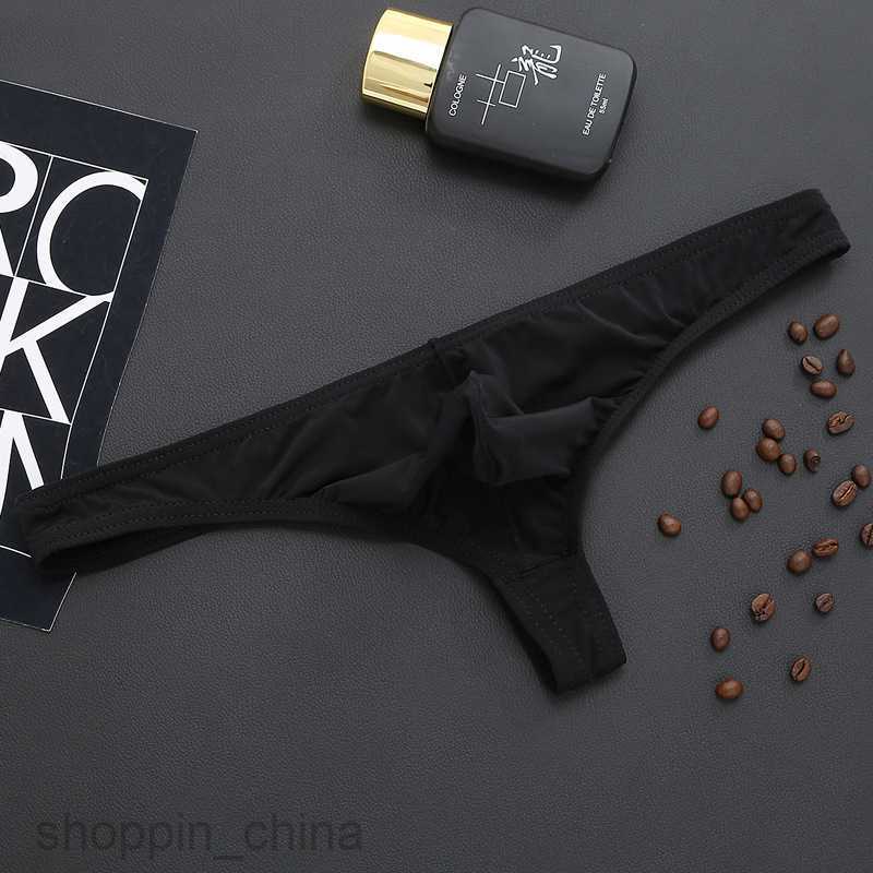 Mens Boxer sexy Underpants brief Men ice silk translucent thong thin fun sexy underwear T-Bag breathable low waist young man underpants