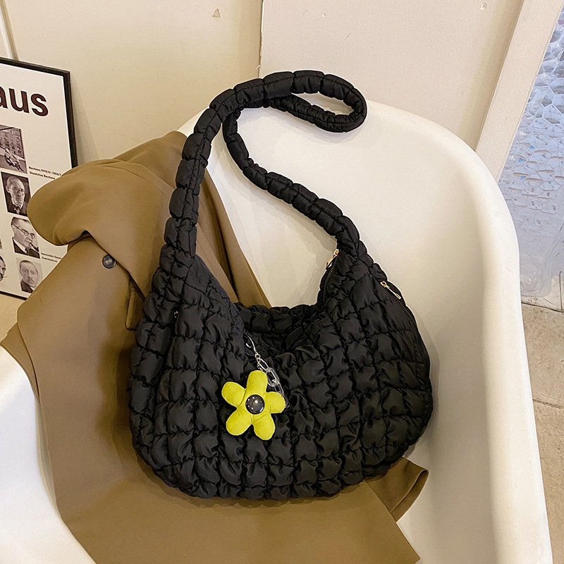 Cloud Folded Big Bag Korean Version Fashionable Large Capacity Bubble Tote Bag Casual One Shoulder Crossbody Dumpling Bun