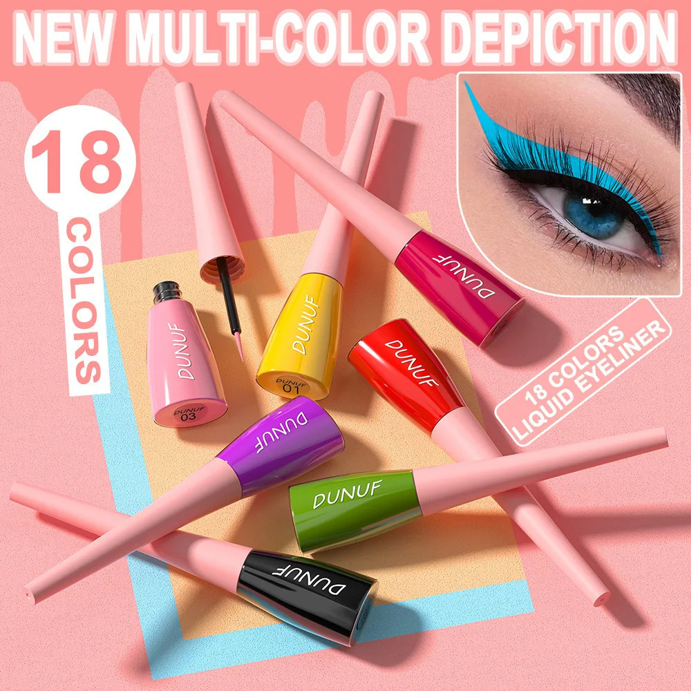 18 Colors Waterproof Matte Colorful Liquid Eye Liner Pen Green White Pink Purple Lasting Smooth Quick Drying Eyeliner Pen Makeup 240625