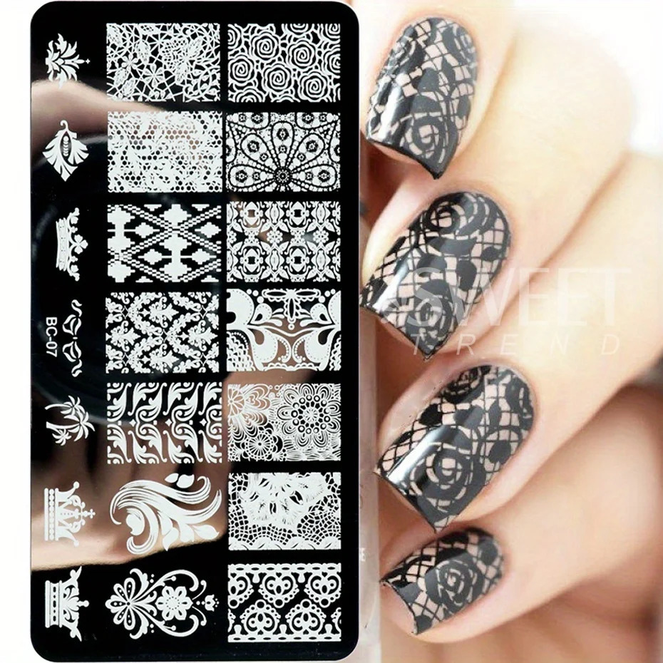 5 lace flower nail stamping boards Mandala geometric nail art stamping templates Poland printing templates Handmade tools 240625