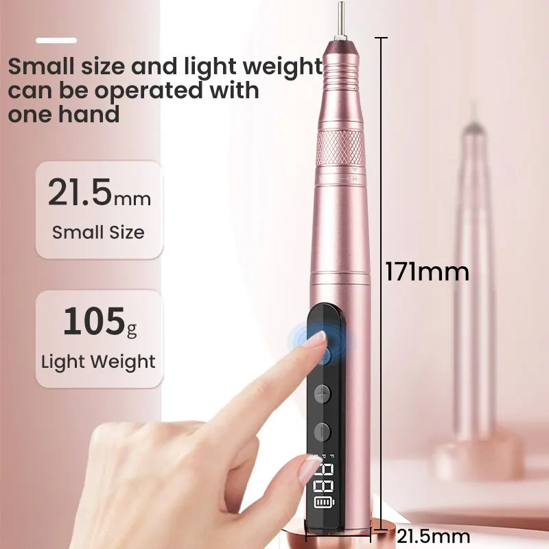 35000RPM Nail Drill Professional Rechargeable Cordless Electric File Portable LED Screen Kit 240625