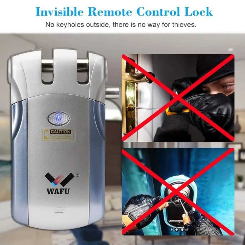 Smart Lock Wafu WF-019 wireless electric door lock intelligent keyless safety door lock with 4 remote controls easy to install
