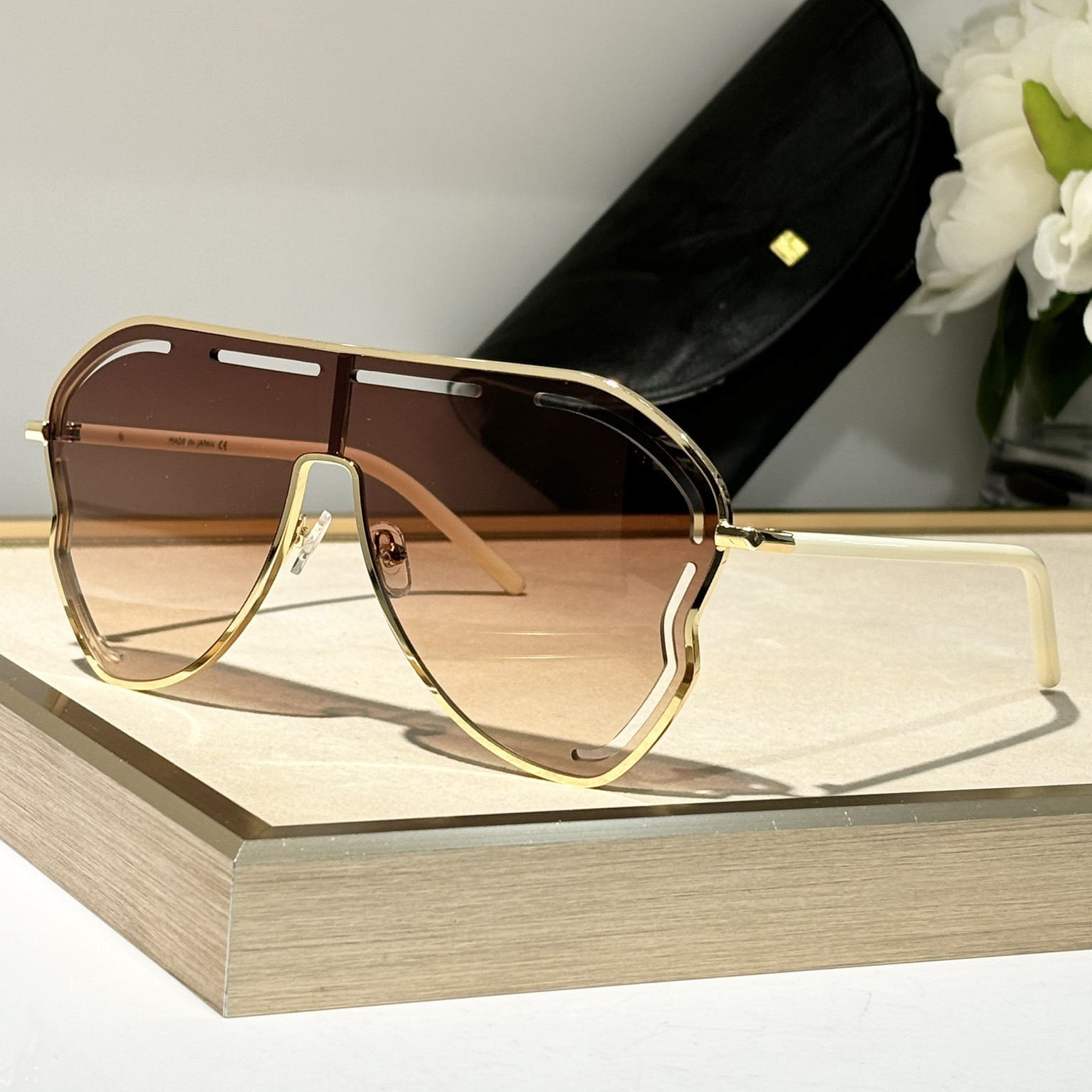 Designer Sunglasses Gold Brown Gradient Women Men Summer Stylish Shades Glasses gafas de sol Sonnenbrille UV400 Eyewear with Box