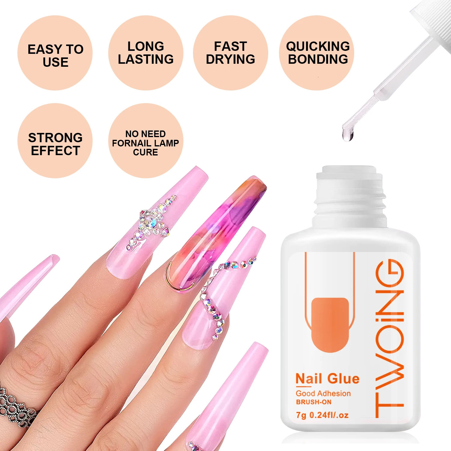 7g Super Strong Nail Glue For False Nail Tips Acrylic NailsPress On NailsFake Nails Art Decoration Lasting Adhesion 240625