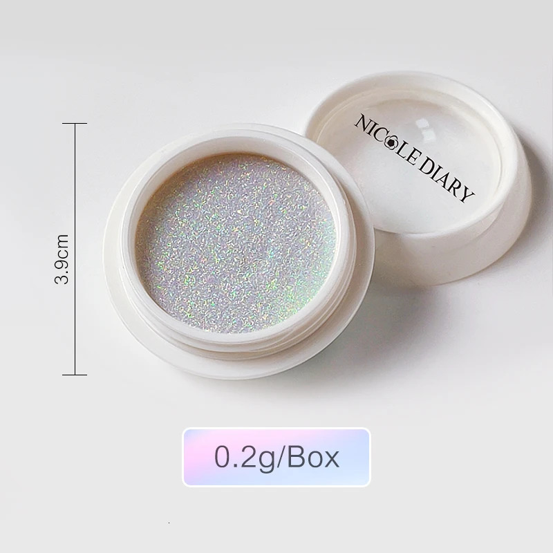 NICOLE DIARY Aurora Nail Powder White Chrome Pigment Pearl Rubbing Dust Mirror Effect Nail Art Glitter Manicure Nail Accessories 240625