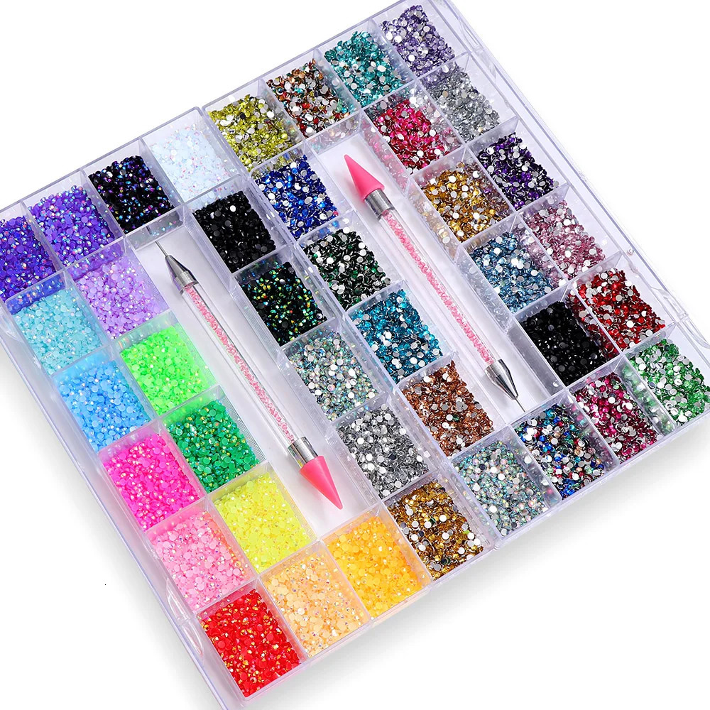 m transparent AB crystal water diamond set with circular resin flat color sparkling gemstone nail accessories DIY 3D nail art decoration 240625