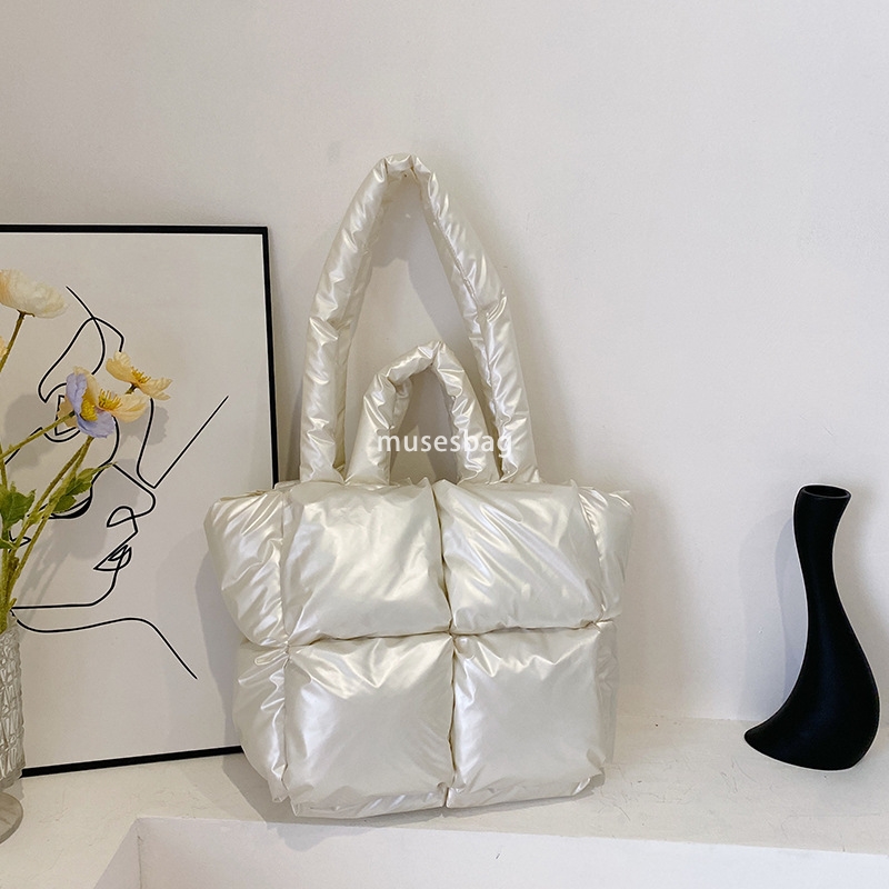 Korean Fashion Trend Autumn and Winter New Large Capacity Tote Bag Space Bag Single Shoulder Bubble Bag Space Cotton Fashion Down Bag