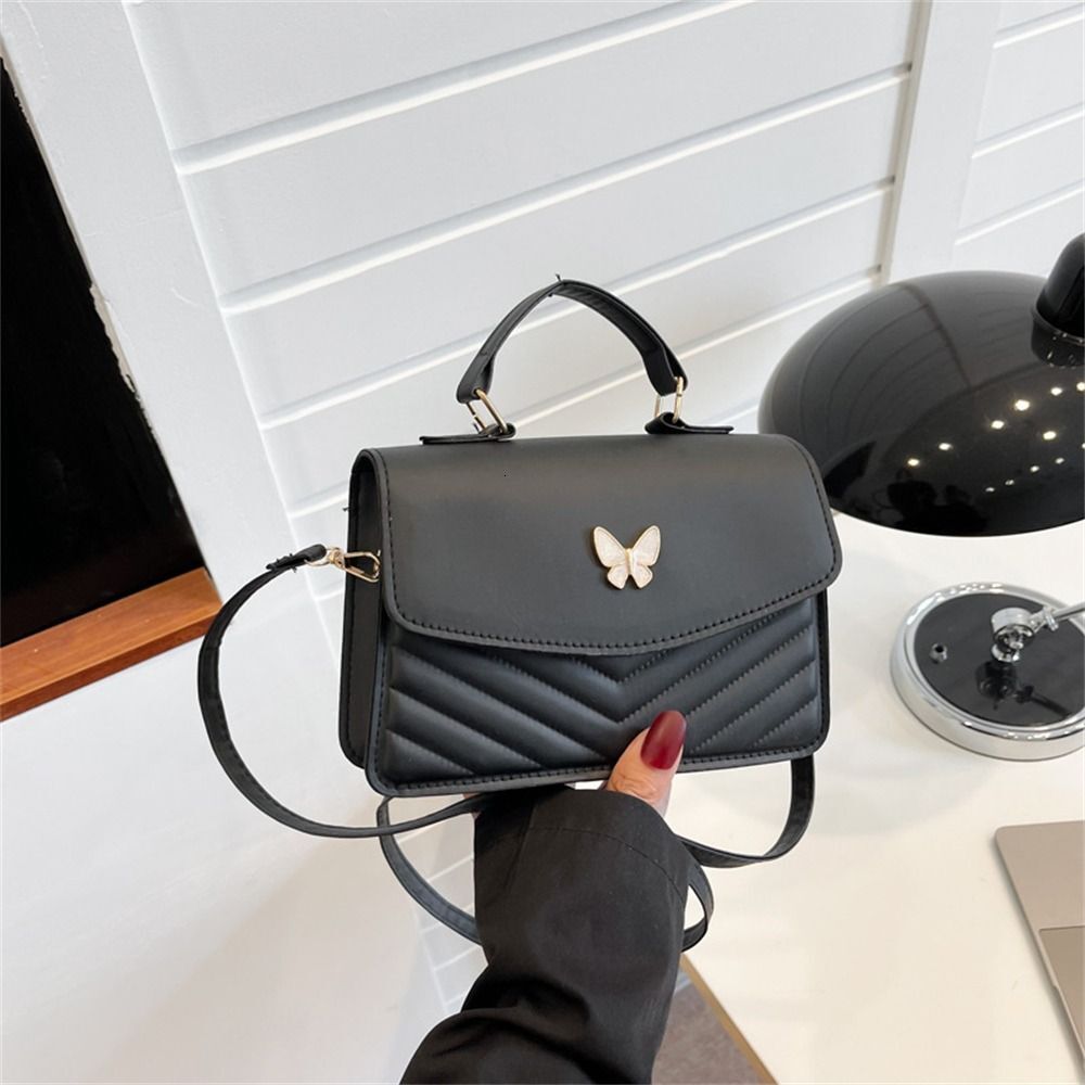 Women Stylish Butterfly Embroidery Sling Fashion PU Leather Shoulder Bag Portable Large Capacity Handbag F6.26#20 ddmymoon