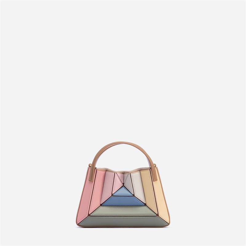 Street trend fashion shoulder bag simple and atmospheric with a tangram splicing color contrast silver bag fashionable and trendy mini bag women'
