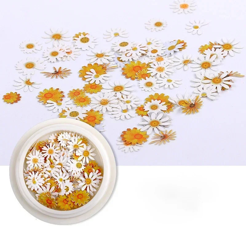 50 pieces/box of henna ultra-thin wood pulp patches color mixing decoration small daisy rose nail art accessories DIY 240625