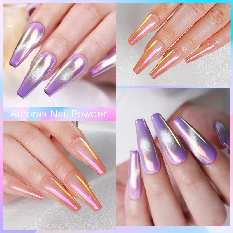 NICOLE DIARY Aurora Nail Powder White Chrome Pigment Pearl Rubbing Dust Mirror Effect Nail Art Glitter Manicure Nail Accessories 240625