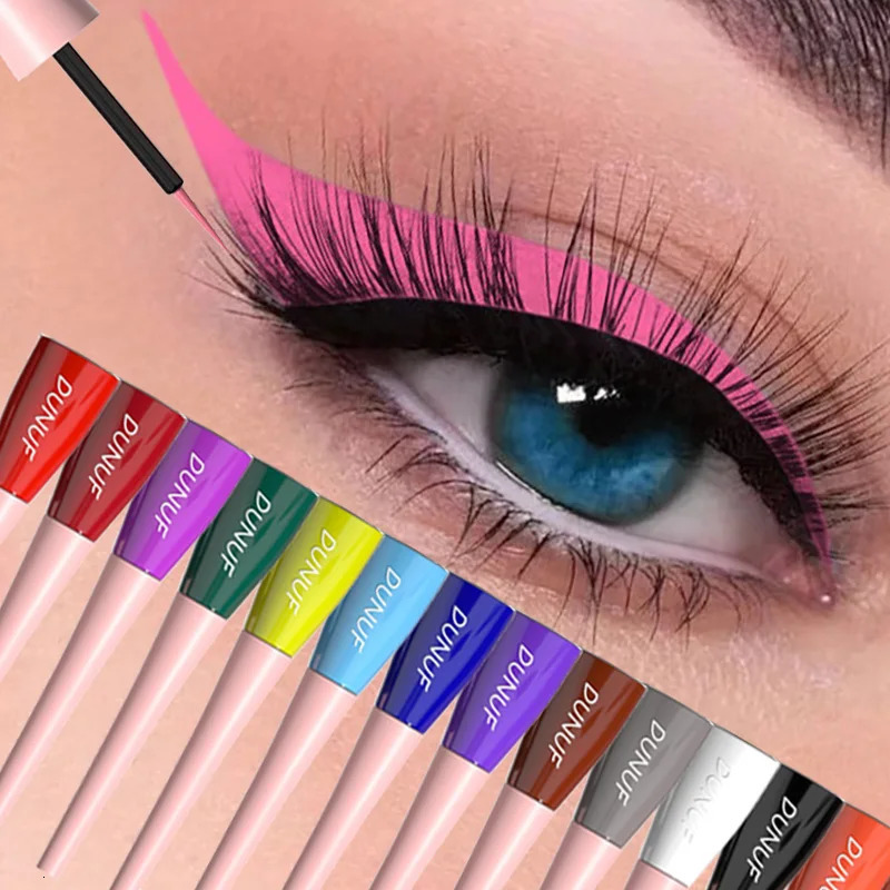 Colorful Eyeliner Liquid Pencil Waterproof Matte Eye Liner Pen Long Wear Pink Green Yellow Purple White Eyes Liner Stick Makeup 240625